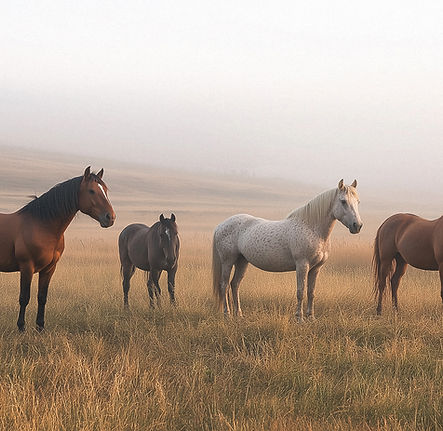 Four Grazing Horses